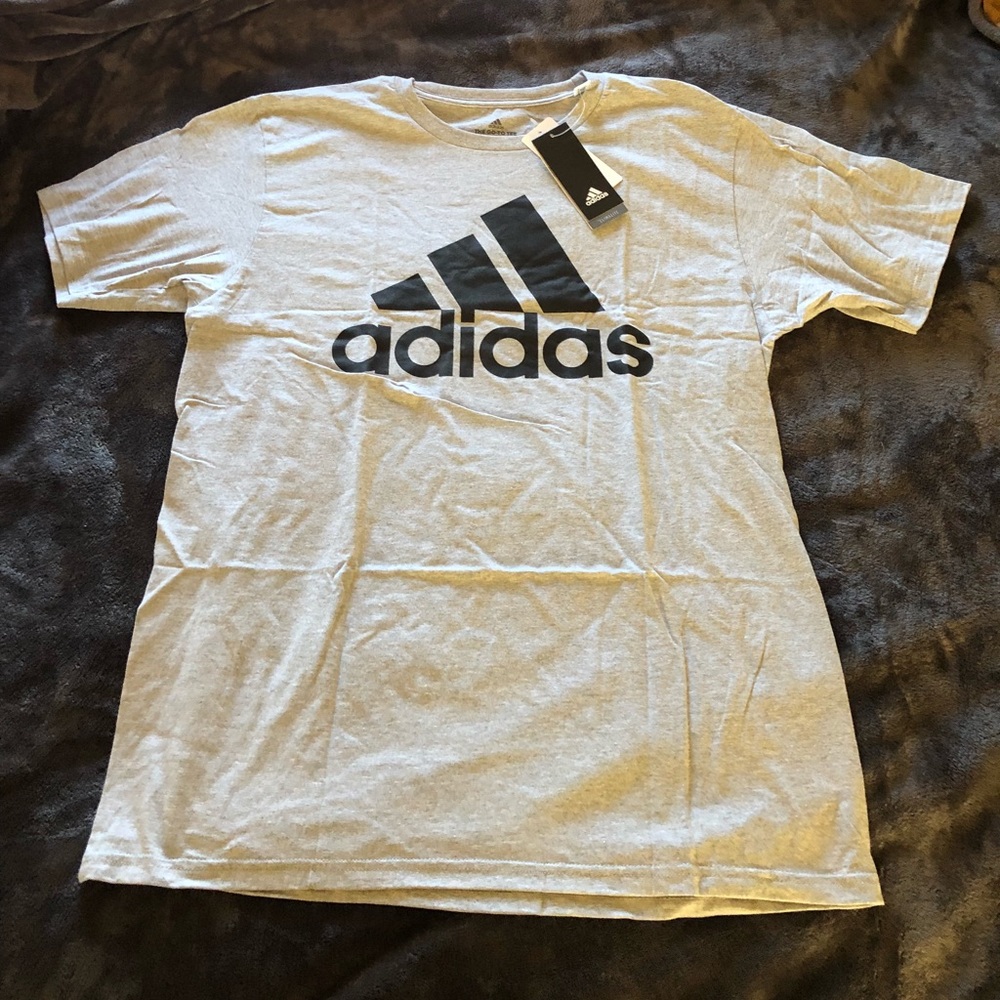 Gray Adidas Black logo Tee
